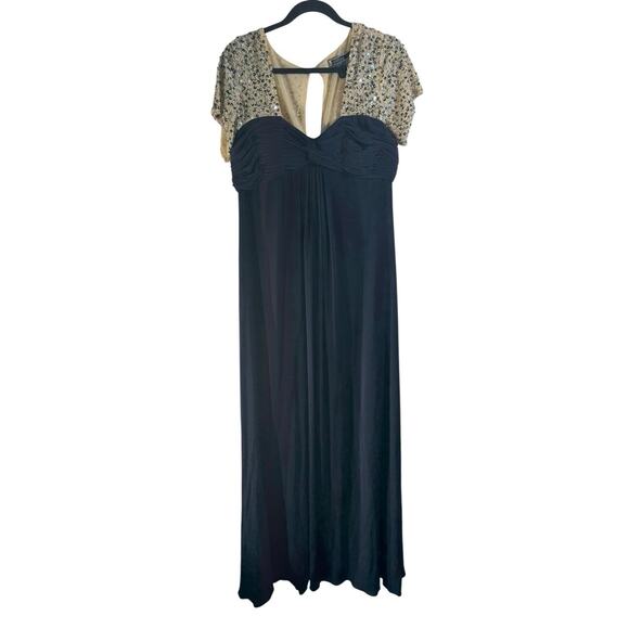 JS BOUTIQUE Formal Dress Plus Size 16 Jeweled Cap Sleeve Slight Plunge Glam New - Picture 1 of 16